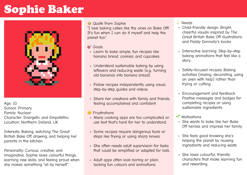 Sophie Baker, user persona